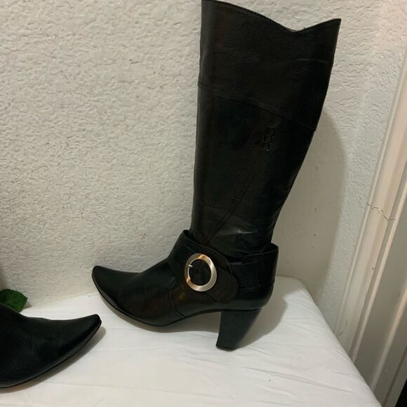 Spring step Black knee-high pointed toe buckle boot size 39 - Picture 3 of 14